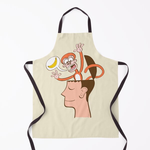 Item preview, Mad monkey asking for bananas from inside the head of a man in meditation designed and sold by Zoo-co.