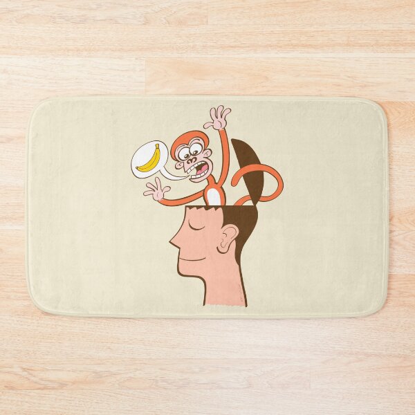 Item preview, Mad monkey asking for bananas from inside the head of a man in meditation designed and sold by Zoo-co.