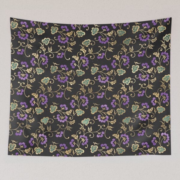 Item preview, Eastern Garden of Gold and Purple Flower Motifs designed and sold by WisdomInspired.