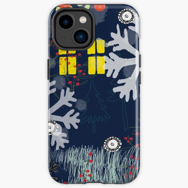 Illustration child and snowflakes iPhone Tough Case