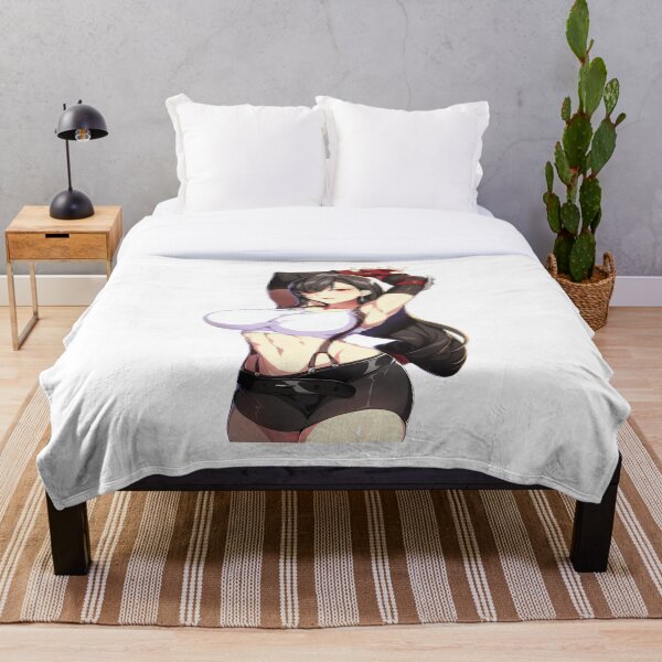 Busty Tifa Lockhart - Final Fantasy 7 Remake Advent Children, FF7. | White, pack Throw Blanket