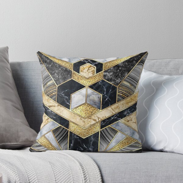 Item preview, Geometric Gold + Black + White Marble Art, Modern Abstract Design, Stylish Art Deco Painting designed and sold by EscapistDecor.
