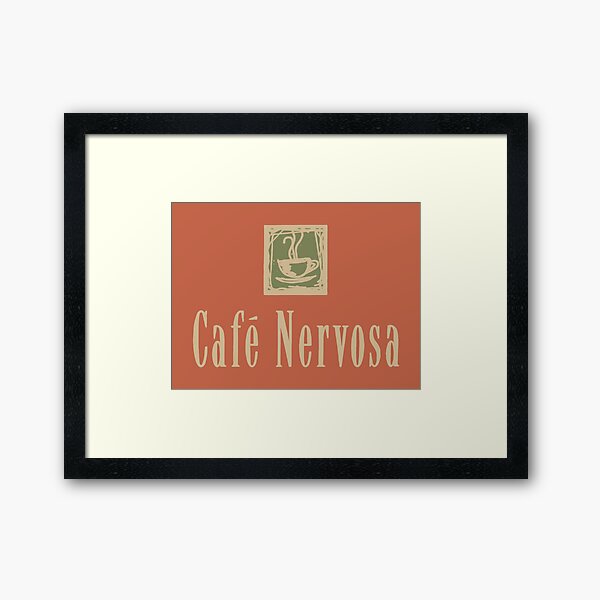 Cafe Nervosa sign – Frasier, Seattle Framed Art Print