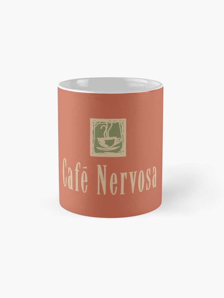 Alternate view of Cafe Nervosa sign – Frasier, Seattle Mug