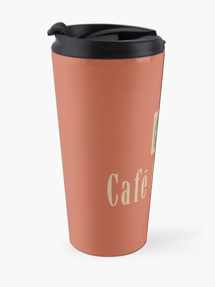 Alternate view of Cafe Nervosa sign – Frasier, Seattle Travel Mug