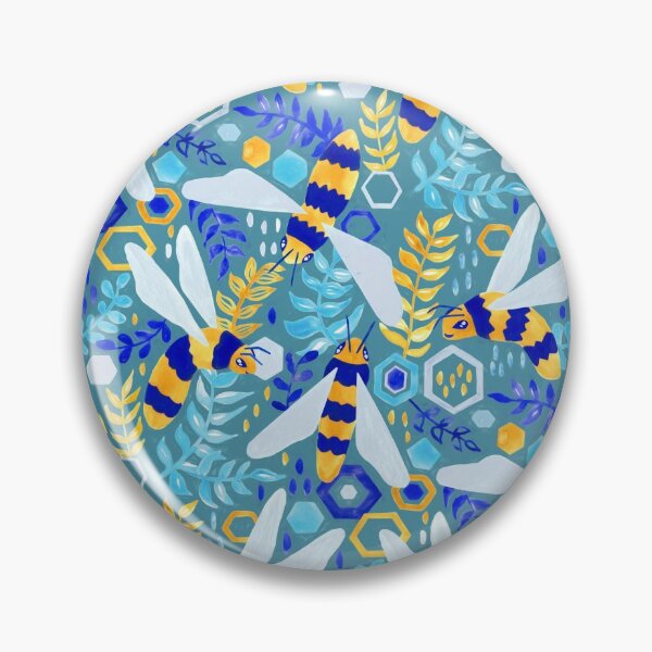 Item preview, Friendly Gouache Bees - Teal designed and sold by TigaTiga.