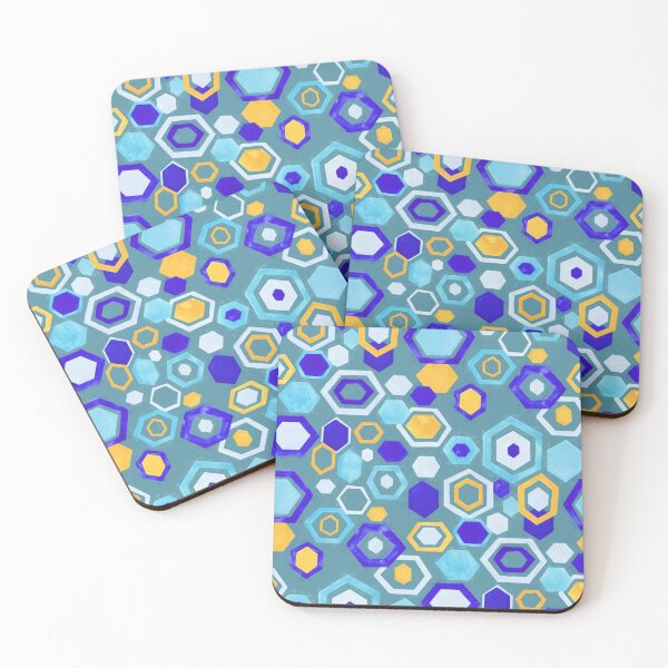 Item preview, Scattered Gouache Hexagons - Teal designed and sold by TigaTiga.