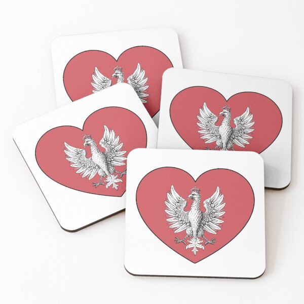 Item preview, I love Poland: Polish White Eagle Arm Coats - Polish Crest - Orzeł Biały - in Red Heart. designed and sold by Vintage-TM.