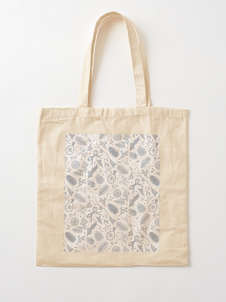 Thumbnail 2 of 5, Tote Bag, Winter Evergreens Pattern On White designed and sold by karolfuldesigns.