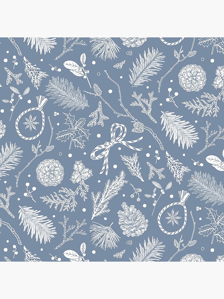 Thumbnail 5 of 5, Coasters (Set of 4), Winter Evergreens Pattern On Dark Blue designed and sold by karolfuldesigns.