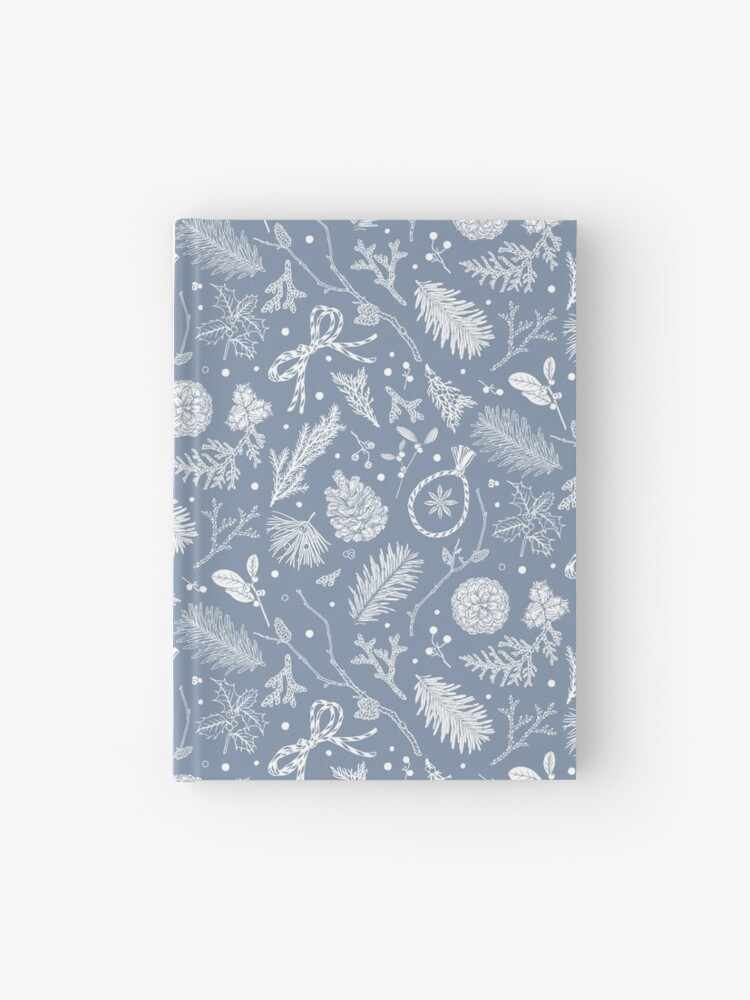 Thumbnail 1 of 3, Journal, Winter Evergreens Pattern On Dark Blue designed and sold by karolfuldesigns.