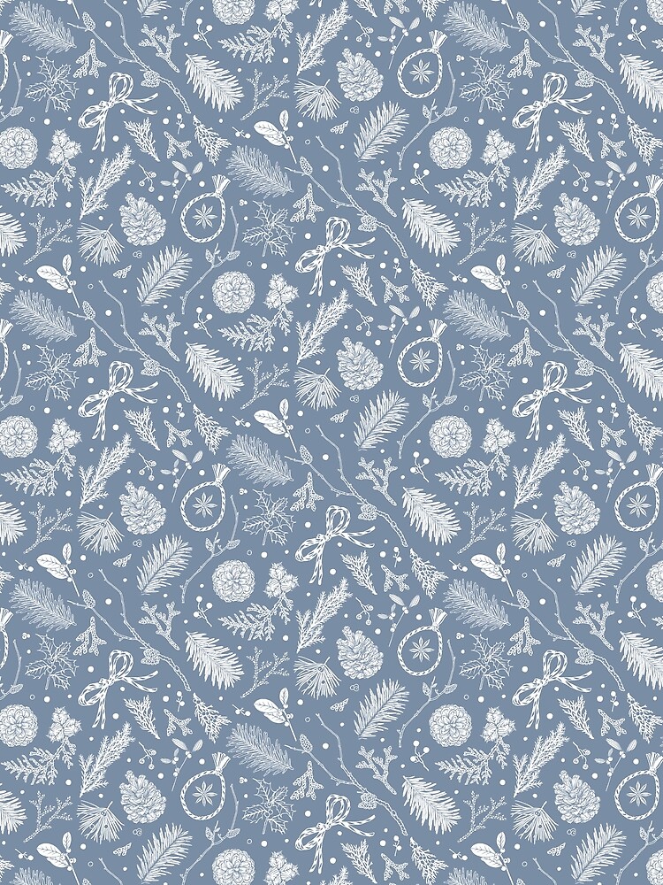Thumbnail 5 of 5, Graphic T-Shirt, Winter Evergreens Pattern On Dark Blue designed and sold by karolfuldesigns.