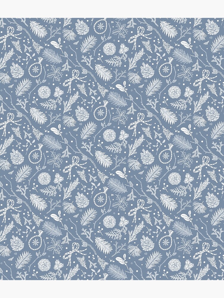 Thumbnail 3 of 3, Backpack, Winter Evergreens Pattern On Dark Blue designed and sold by karolfuldesigns.