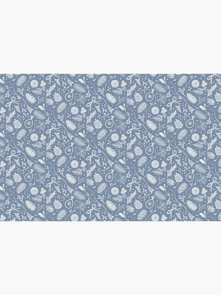 Thumbnail 6 of 6, Bath Mat, Winter Evergreens Pattern On Dark Blue designed and sold by karolfuldesigns.