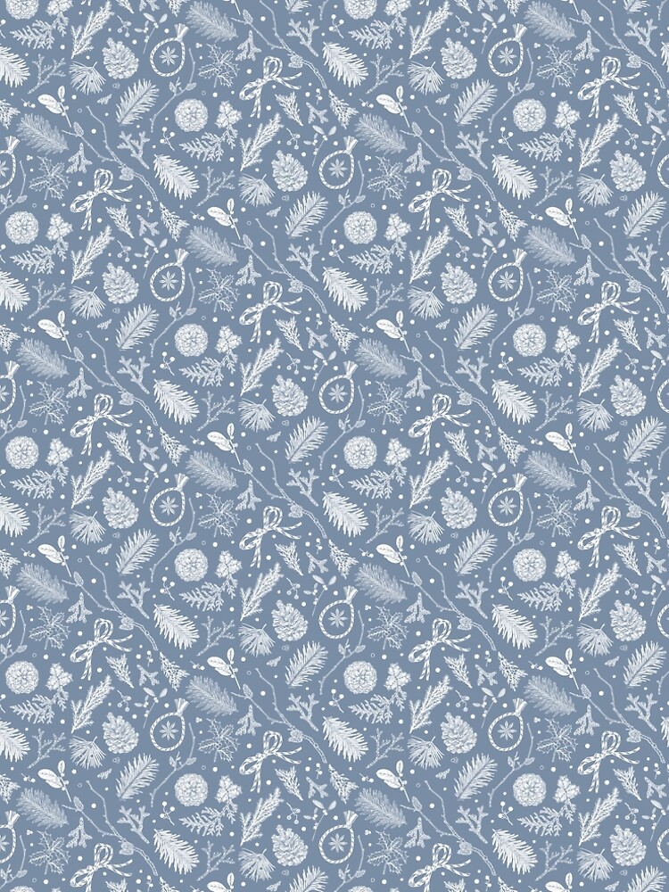 Thumbnail 4 of 4, A-Line Dress, Winter Evergreens Pattern On Dark Blue designed and sold by karolfuldesigns.