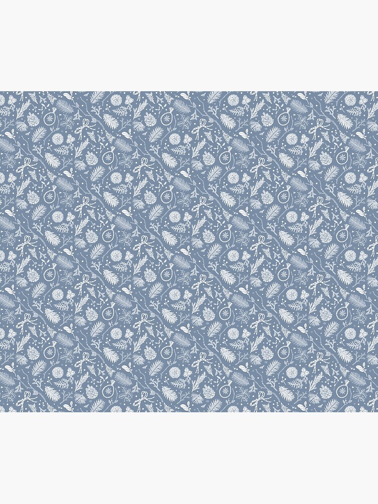 Thumbnail 5 of 5, Shower Curtain, Winter Evergreens Pattern On Dark Blue designed and sold by karolfuldesigns.