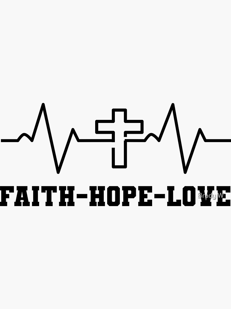 Faith Hope And Love With Heartbeat Cross Sticker By Thblwill1 Redbubble