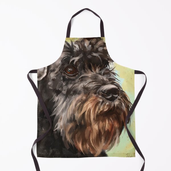 Item preview, Close up Painting of a Majestic Looking Schnauzer in Yellow Background designed and sold by ibadishi.