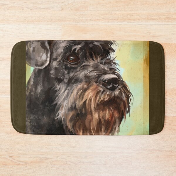 Item preview, Close up Painting of a Majestic Looking Schnauzer in Yellow Background designed and sold by ibadishi.