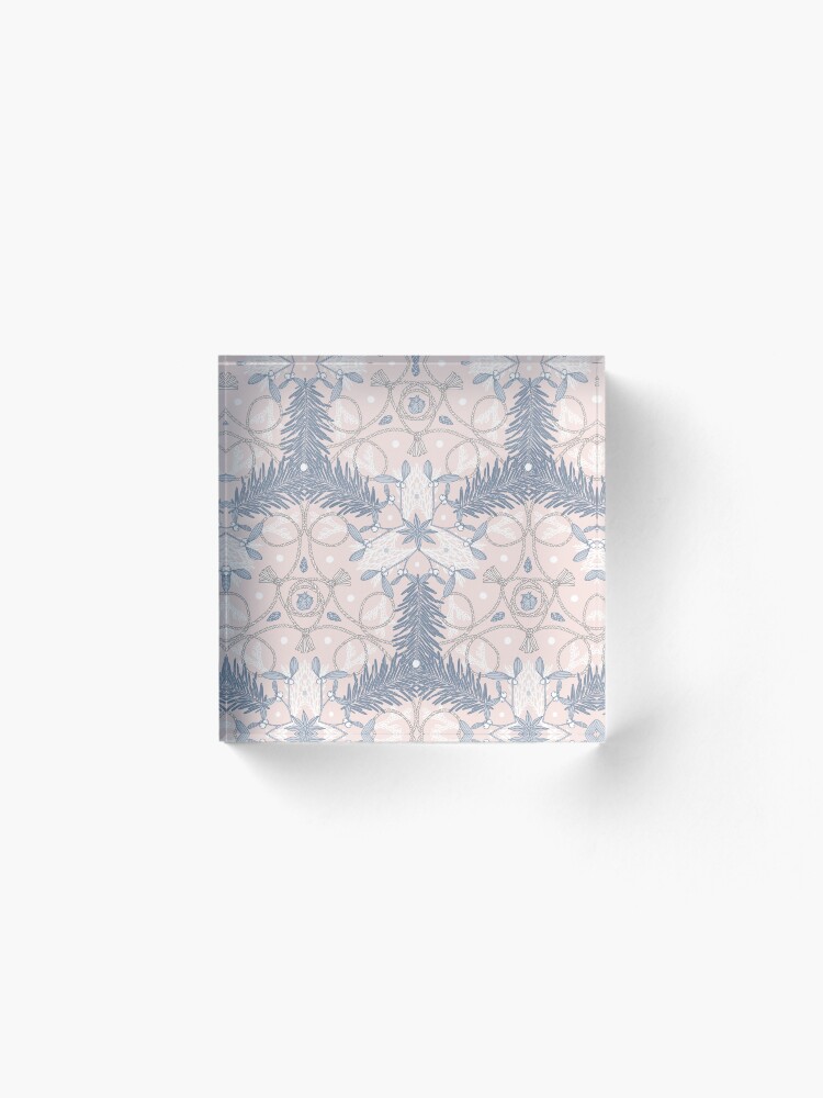Thumbnail 2 of 5, Acrylic Block, Winter Evergreens - Mistletoe and Twine Pattern designed and sold by karolfuldesigns.
