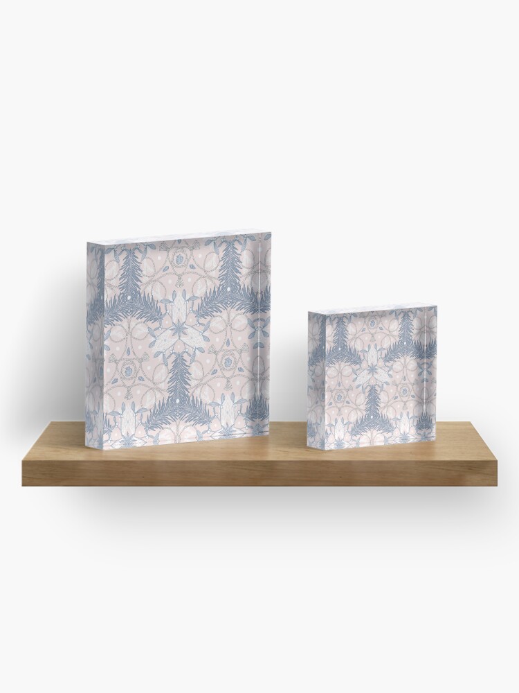 Thumbnail 4 of 5, Acrylic Block, Winter Evergreens - Mistletoe and Twine Pattern designed and sold by karolfuldesigns.