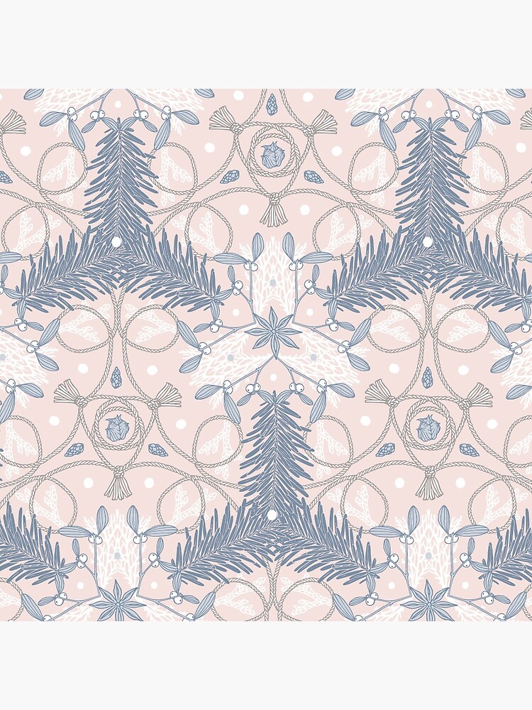 Thumbnail 5 of 5, Coasters (Set of 4), Winter Evergreens - Mistletoe and Twine Pattern designed and sold by karolfuldesigns.