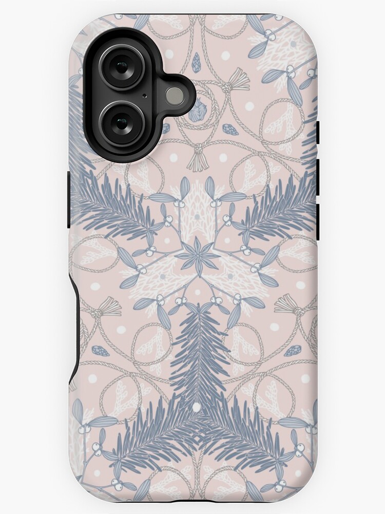 Thumbnail 1 of 4, iPhone Case, Winter Evergreens - Mistletoe and Twine Pattern designed and sold by karolfuldesigns.