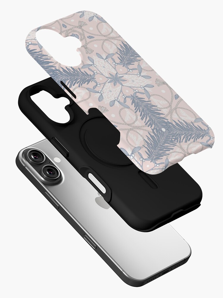 Thumbnail 2 of 4, iPhone Case, Winter Evergreens - Mistletoe and Twine Pattern designed and sold by karolfuldesigns.