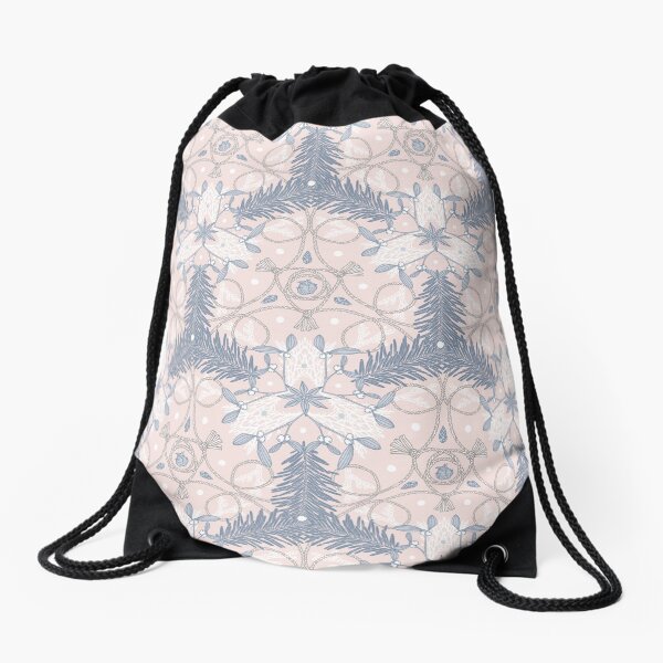 Winter Evergreens - Mistletoe and Twine Pattern Drawstring Bag