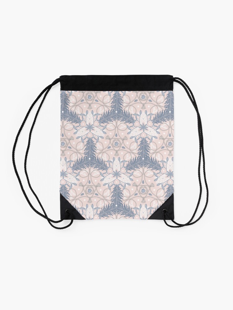 Thumbnail 2 of 3, Drawstring Bag, Winter Evergreens - Mistletoe and Twine Pattern designed and sold by karolfuldesigns.