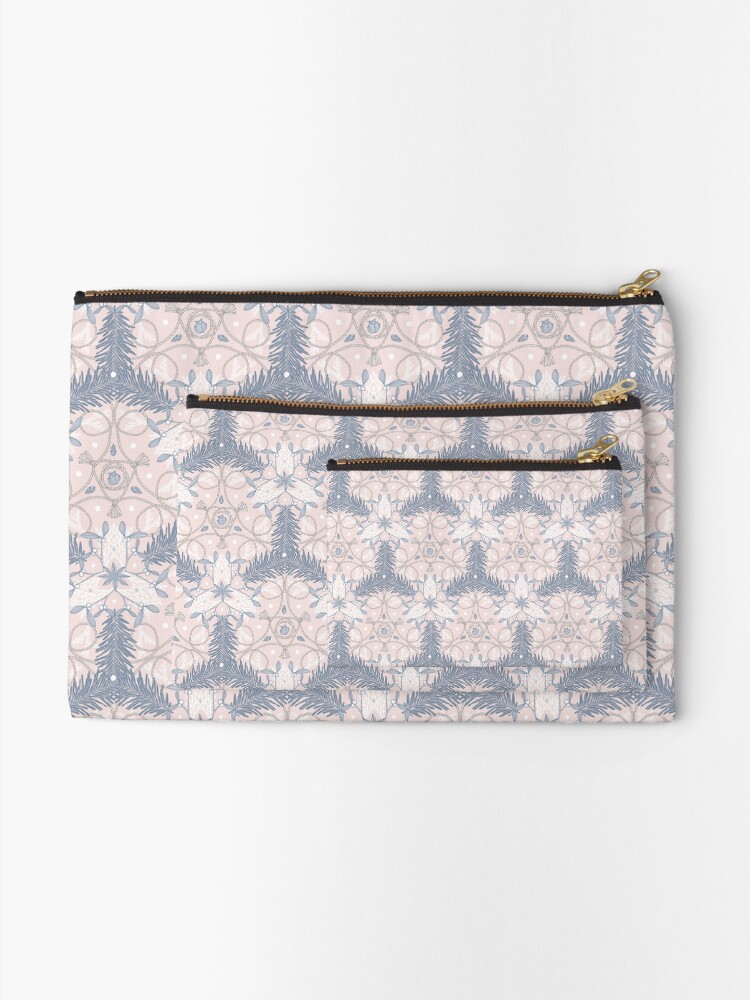 Thumbnail 2 of 4, Zipper Pouch, Winter Evergreens - Mistletoe and Twine Pattern designed and sold by karolfuldesigns.