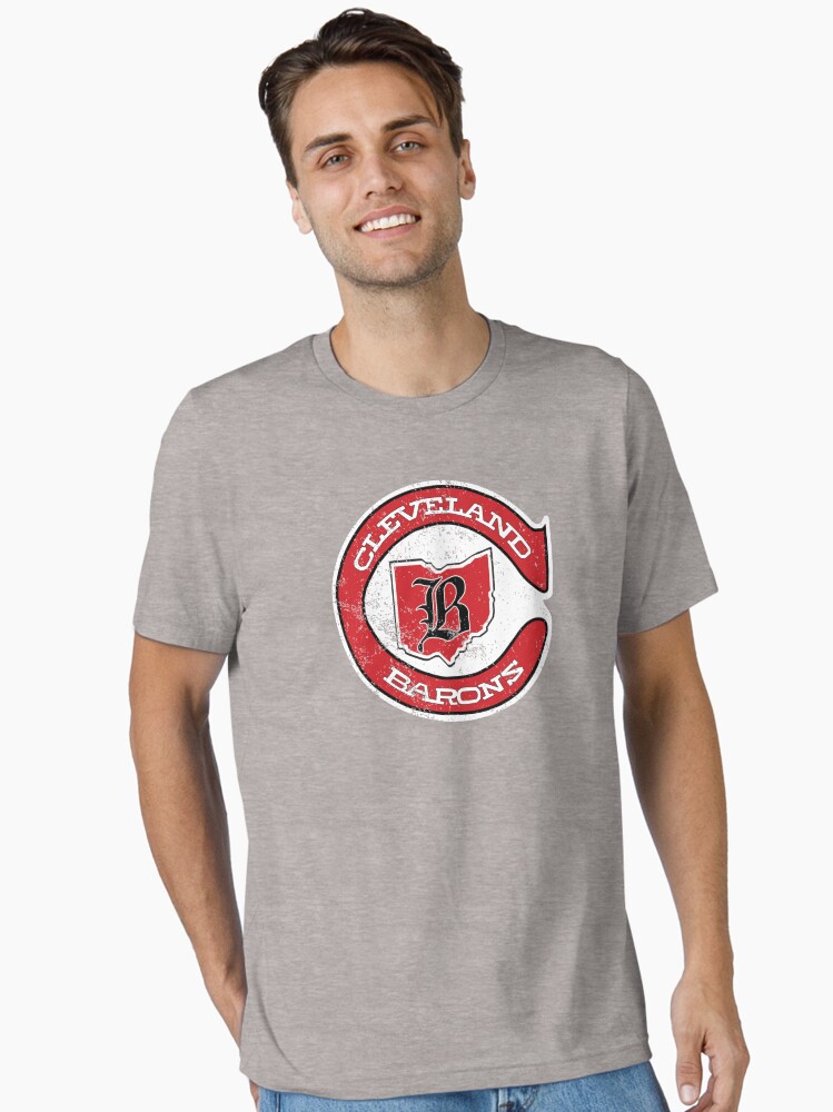 Thumbnail 1 of 7, Essential T-Shirt, Cleveland Barons Distressed Logo - Defunct Ohio Pro Hockey Team - 1976-1978 - Merged With Minnesota North Stars designed and sold by SolissClothing.