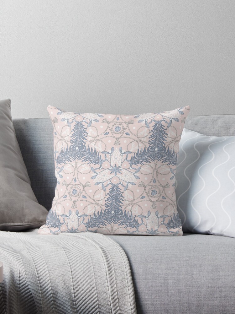 Thumbnail 1 of 4, Pillow, Winter Evergreens - Mistletoe and Twine Pattern designed and sold by karolfuldesigns.