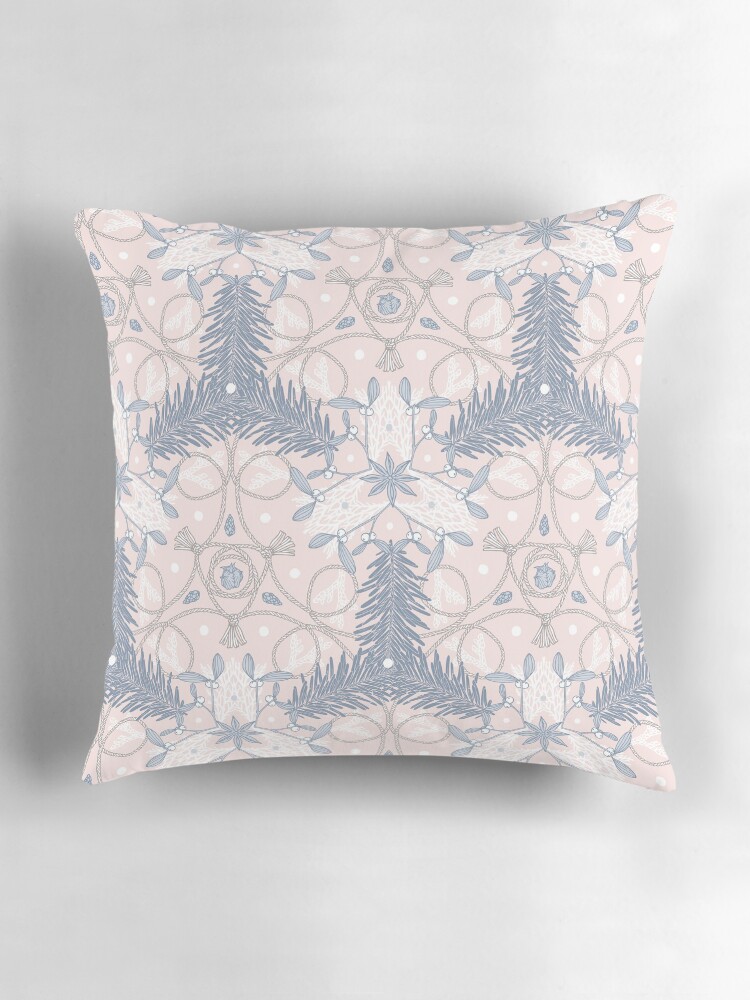 Thumbnail 3 of 4, Pillow, Winter Evergreens - Mistletoe and Twine Pattern designed and sold by karolfuldesigns.