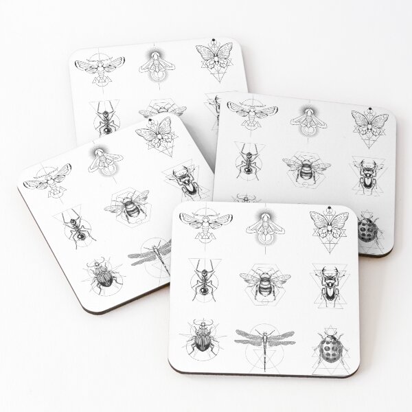 Item preview, lot of insects line drawing geometric mix nature fauna tiny magical dwarf beings designed and sold by Mariuki Flow.