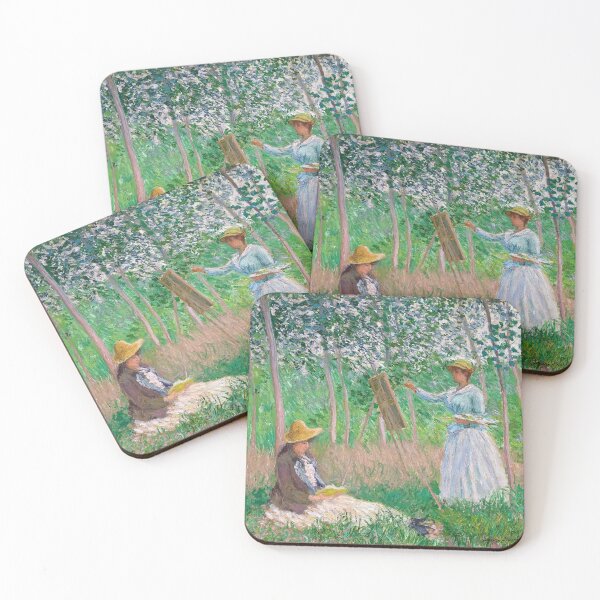 Item preview, Claude Monet - In the Woods at Giverny - Blanche Hoschedé at Her Easel with Suzanne Hoschedé Reading (1887) designed and sold by HistoryRestored.