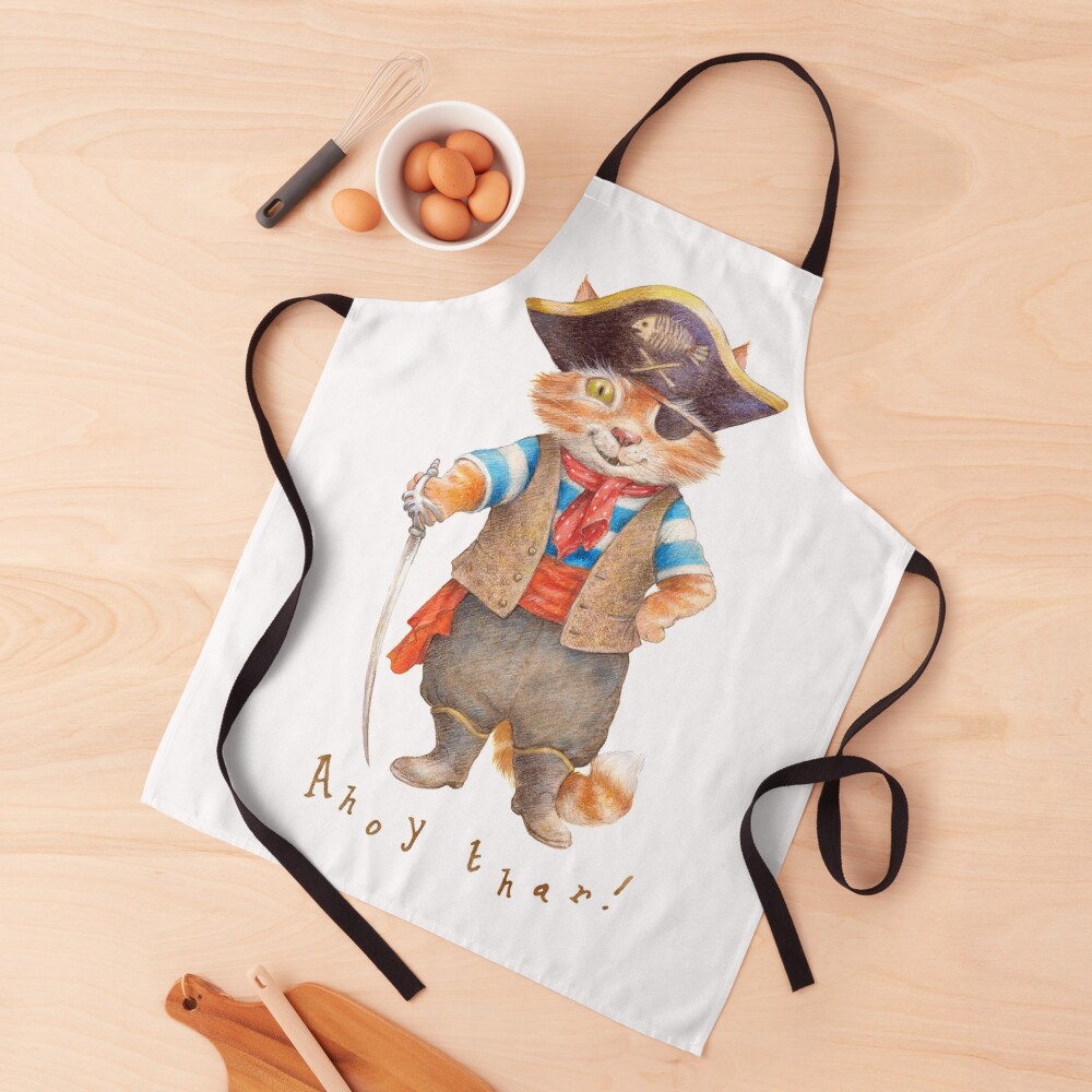 Captain Cat, the pirate puss of the Caribbean! Apron
