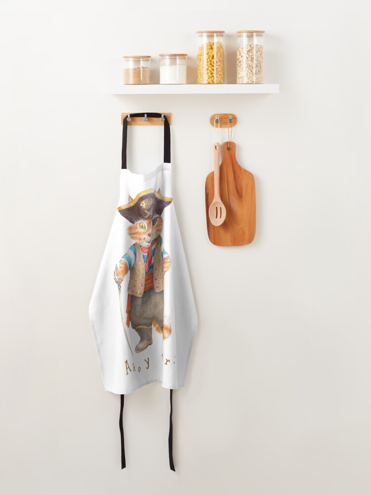 Alternate view of Captain Cat, the pirate puss of the Caribbean! Apron