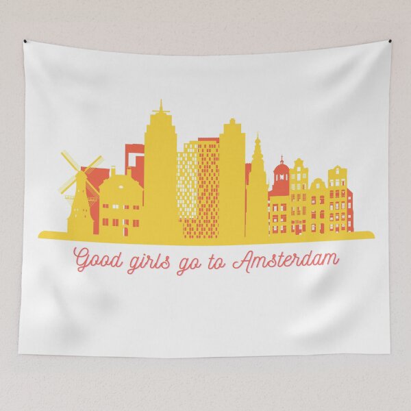 Aperçu de l'œuvre Skyline d'Amsterdam, les bonnes filles vont à Amsterdam créée et vendue par Cosmic Dust.
