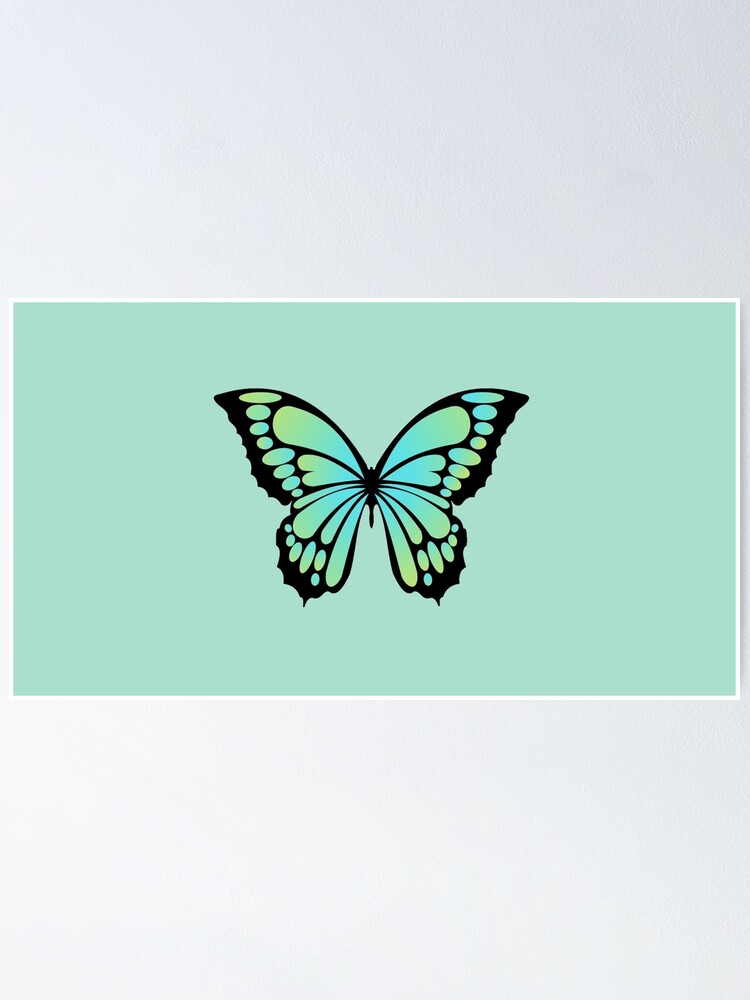 "Monarch Butterfly, Green and Blue Butterfly " Poster by mimosadesigns