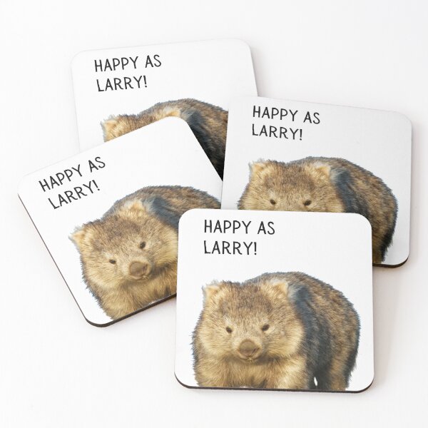 Item preview, Happy as Larry. Happy, hairy Australian wombat. Photograph and black text. designed and sold by JellyBeenzz.