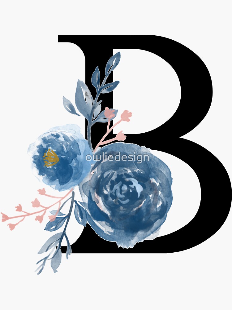 "Monogram Floral Watercolor Letter B" Sticker For Sale By Owliedesign ...