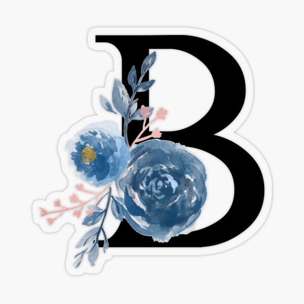 Initial B Letter Skull Rose Flowers Watercolor Monogram - B T-Shirt