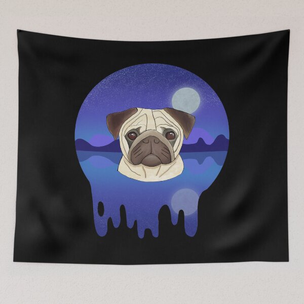 Item preview, Pug with moonlight background designed and sold by kosethk.