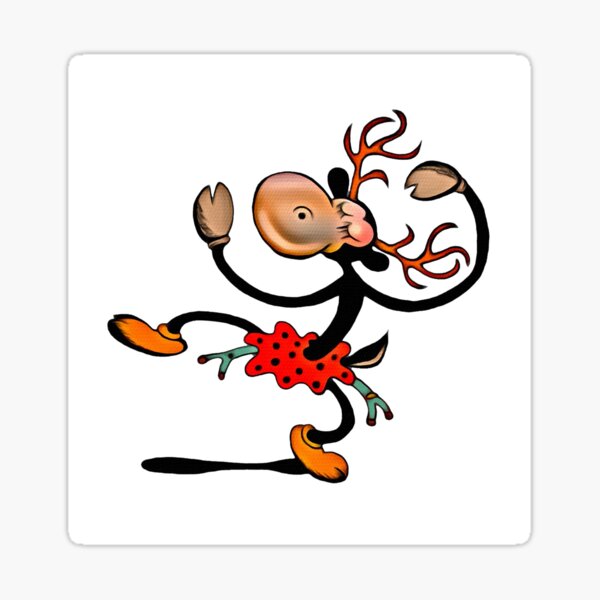 Christmas Reindeer (Caribou) Dance, Funny Animal.  Sticker