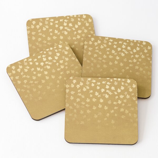 Item preview, Gold maple leaves confetti on golden orange linen designed and sold by AnnieHochmann.