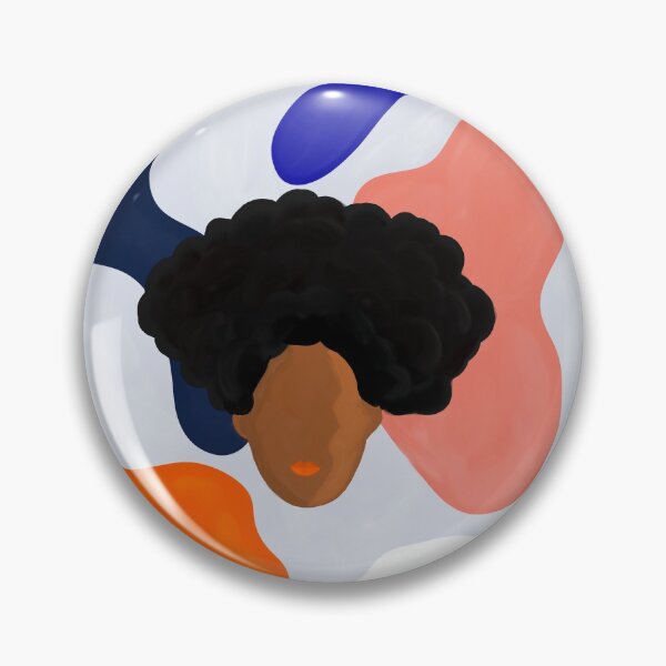 Item preview, Afro hair face with abstract colourful shapes in blues and corals designed and sold by AshleyHadassah.