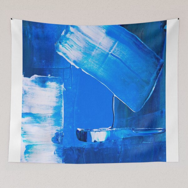 Item preview, Arte pintado a mano de acuarelas azules con pincel designed and sold by Saraartwork.