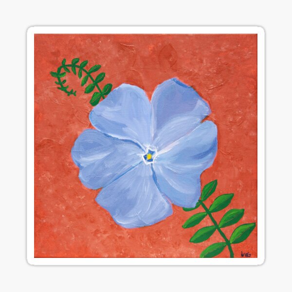 Periwinkle Blue Vinca Vine Flower On Terra Cotta Sticker