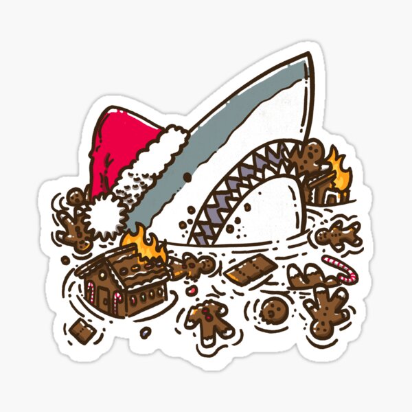 Gingerbread Destruction Shark Sticker